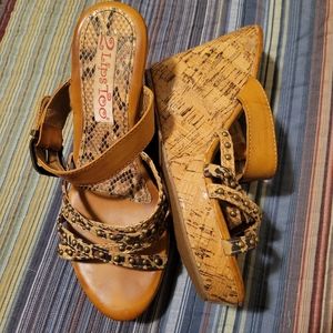 Mixed print strappy wedge sandals -  2 lips too brand size 8.5